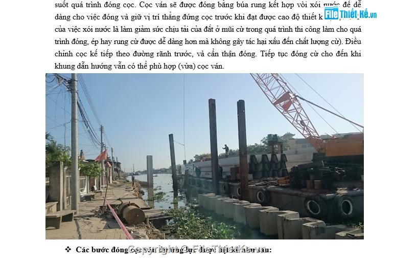 Thi công kè cọc ván,Biện pháp thi công kè song ngữ,Thi công kè cọc ván file cad